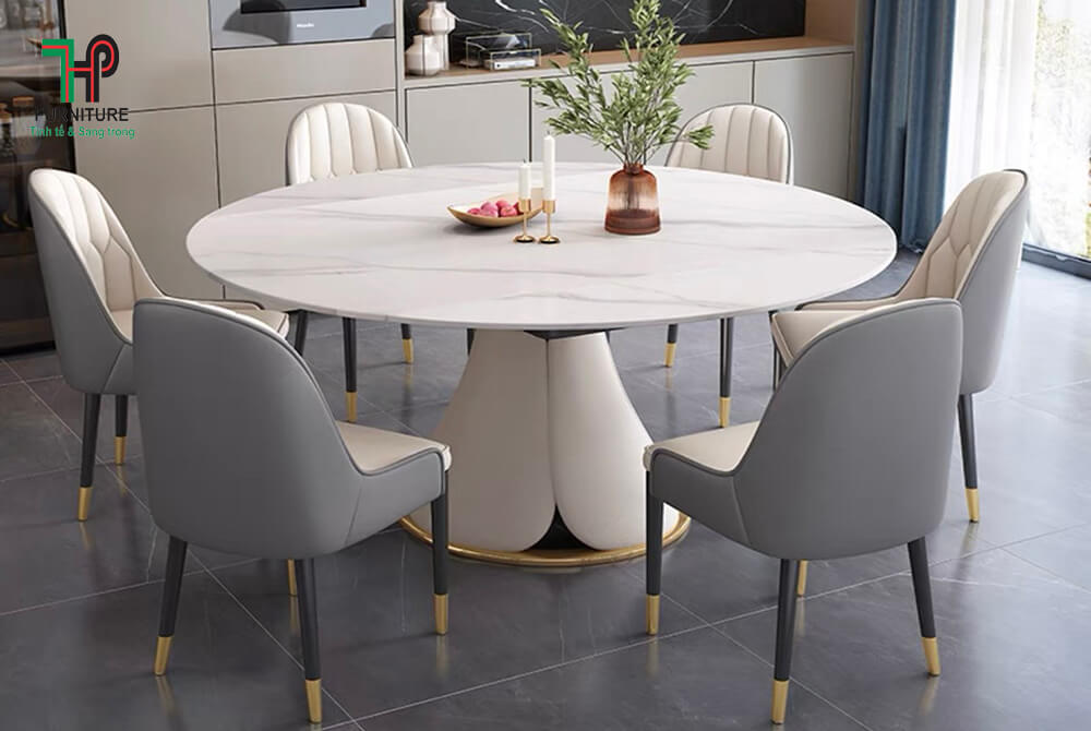 Bàn ăn tròn mặt đá chân sắt (1)